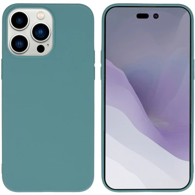 Afbeelding van iMoshion Hoesje Geschikt voor iPhone 14 Pro Max Siliconen Color Backcover Donkergroen