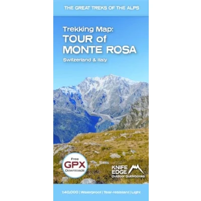 Afbeelding van Trekking Map: Tour of Monte Rosa: English/French/German; 1:40,000 Mapping; Free Gpx Downloads; Waterproof; Tear Resistant; Light