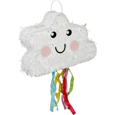 Afbeelding van Relaxdays pinata wolk verjaardagspinata kinderen kleine piñata lintjes papier