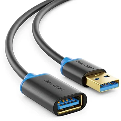 Afbeelding van deleyCON 3,0 m verlengkabel Super Speed USB 3.0 A stekker naar bus tot 5 Gbit/s neerwaartse compatibiliteit zwart/blauw
