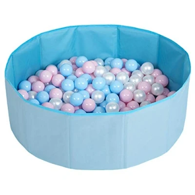 Afbeelding van Selonis Veelkleurige Ballenbad Opvouwbaar Zwembad 100 Ballen Voor Kinderen, Blauw: Babyblauw/Poederroze/Parel