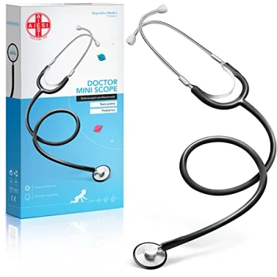 Afbeelding van AIESI® DOCTOR MINI SCOPE Professionele pediatrische stetoscoop met platte kop zwart