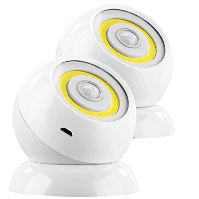 Afbeelding van Lunartec draadloze ledlamp: set van 2 superheldere COB ledlampen met PIR sensor, 200 lm, wit (led projector, batterij, led tafellamp op batterijen)