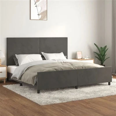 Afbeelding van vidaXL Bedframe met hoofdeinde fluweel donkergrijs 200x200 cm