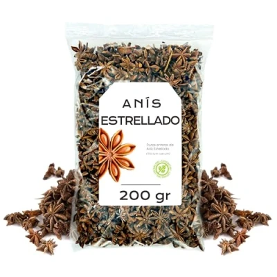 Afbeelding van Anis Etoile 200g Badiane Étoilé Entier Infusion d&#039;anis Etoilé Infusions en Vrac Propriétés Naturelles (200 gr)