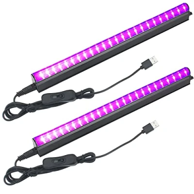 Afbeelding van Eleganted 2 stuks lichtgevende diode, 5 W, UV, LED, buis, zwart, 24 ledlampen, uv lichtbalk, V, USB poort, 395 nm, voor Halloween, Kerstmis, avond, body painting, make up, neon DJ, disco