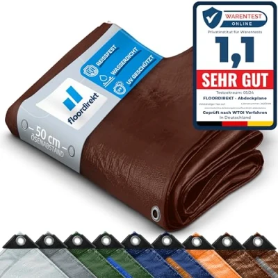 Afbeelding van Dekzeil, beschermzeil, bootzeil, grondzeil voor kamperen en outdooractiviteiten, tuin, waterdicht, met ringen, verschillende kwaliteiten, maten kleuren, 2 x 3 m, 140 g/m², bruin