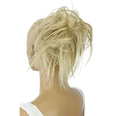 Afbeelding van PRETTYSHOP XXL haarstukje scrunchie opgestoken haar volumineus golvend chignon lichtblonde mix G22F