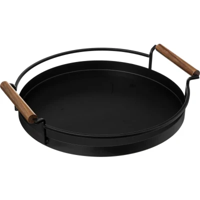 Afbeelding van 5Five Keuken serveer dienblad met opstaande rand metaal Dia 36 cm zwart 2 handvaten