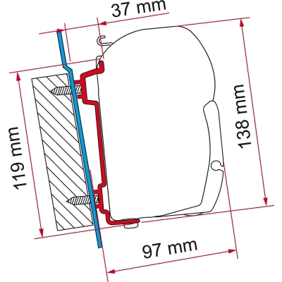 Afbeelding van Fiamma F45 Transit Sprinter Crafter Adapter Kit H2 Tot 2006 H3 Vanaf 2014 Kleurloos Luifels Accessoires