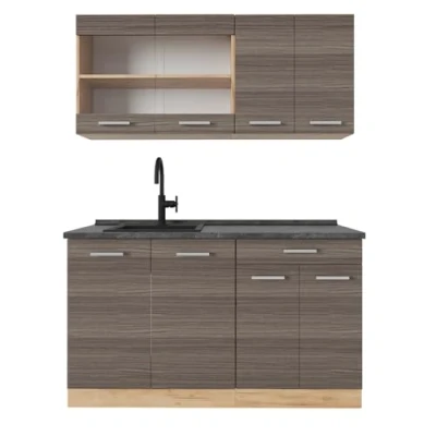 Afbeelding van Vicco Eenpersoonskeuken R Line, Edel grijs/gouden eik, 140 cm , WB Antraciet