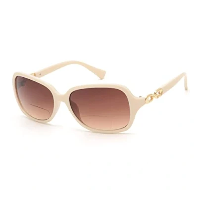 Afbeelding van JM Bifocale leeszonnebril voor dames, vintage leesbril, UV bescherming, outdoor, Beige