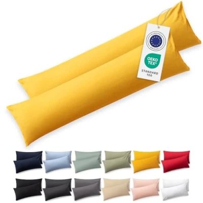 Afbeelding van Blumtal Set Van 2 Kussenslopen Superzachte Premium Jersey Kussenhoes 100% Katoen 40 x 145 cm Geel