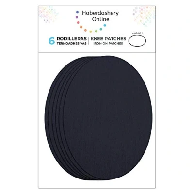 Afbeelding van 6 x patches om op te strijken, marineblauw, ter bescherming van de broek. RK92