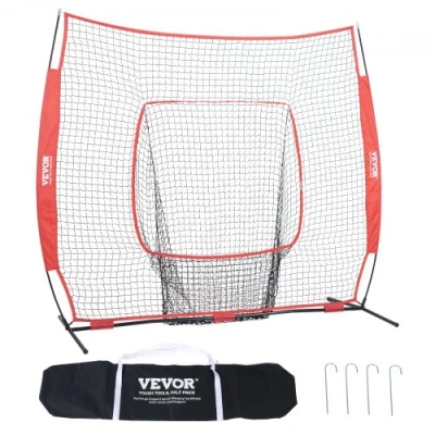Image de VEVOR Filet d&#039;Entraînement de Baseball Softball 213,4 x 210 cm, pour Frapper, Attraper, Lancer, Équipements Backstop avec Sac Transport et Zone Frappe Jeunes Extérieur