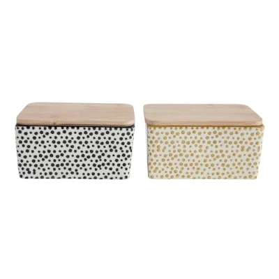 Afbeelding van Bloomingville Gatherings Keramische botervloot 13 x 7 9 cm (L/H/l) geel/zwart