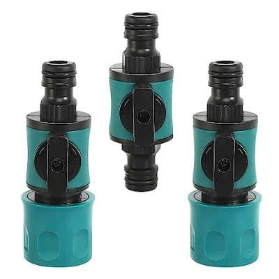 Afbeelding van CAINCAY Set van 3 tuinslangaansluitingen met regelventiel 16 mm snelkoppeling Afsluitkraan 2 weg voor 1/2 inch waterslangen