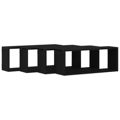 Afbeelding van vidaXL Wandplanken Set van 4 Zwart eiken Gefabriceerd hout