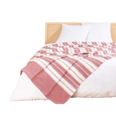 Afbeelding van Jacquard geweven deken met strepen ABBY, 180 x 220 cm