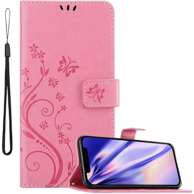 Afbeelding van Cadorabo Hoesje geschikt voor Apple iPhone 12 MINI in BLOEMEN ROZE Beschermhoes bloemmotief met magnetische sluiting, standfunctie en kaartsleuven Book Case Cover Etui
