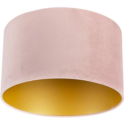 Afbeelding van QAZQA Velours lampenkap roze 353520 met gouden binnenkant