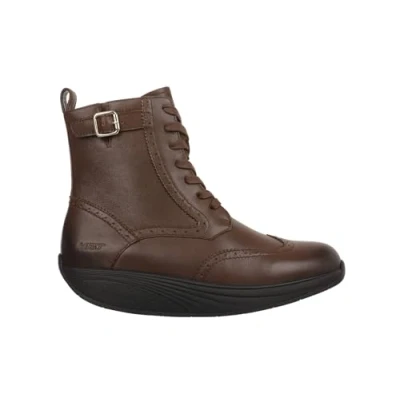 Afbeelding van MBT Winka Boot dameslaarzen anatomische comfortabele wandellaarzen met kwastjes fysiologische schoenen voor comfort en stabiliteit rocker zool, casual veterlaarzen., Donkerbruin