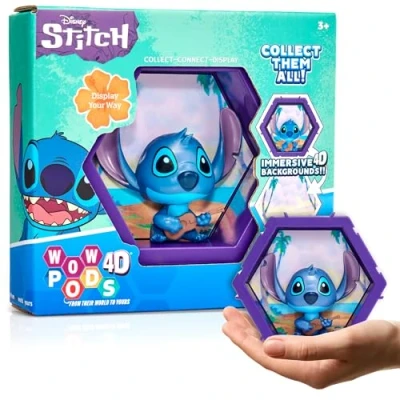 Afbeelding van WOW! PODS Disney 4D Classic Stitch, bobbelkopfiguur om te verzamelen, die uit hun wereld breekt in de jouwe, wanddisplay of plank, speelgoed en geschenken, serie 1 nr. 445