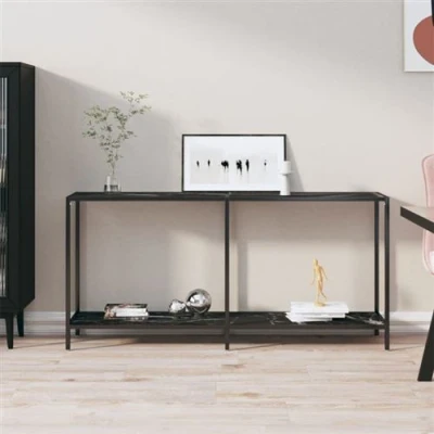 Afbeelding van Wandtafel 160x35x75,5 cm gehard glas zwart