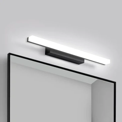 Afbeelding van Yafido Spiegellamp, led, zwart, wandlamp, badkamer, 9 W, koudwit, 6000 K, moderne verlichting, 800 lm, 40 cm, niet dimbaar