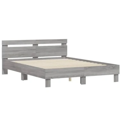 Afbeelding van vidaXL Bedframe met hoofdeinde bewerkt hout grijs sonoma 140x200 cm