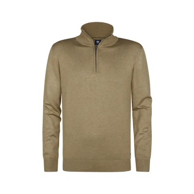 Afbeelding van Petrol Industries Heren Gebreide Half Zip Trui Lexington Bruin Maat S