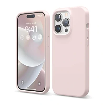 Afbeelding van elago siliconen hoesje compatibel met iPhone 14 Pro (6,1 inch), beschermhoes, volledige bescherming, schokbestendig, 4 structuren, zachte microvezel, voorkomt krassen