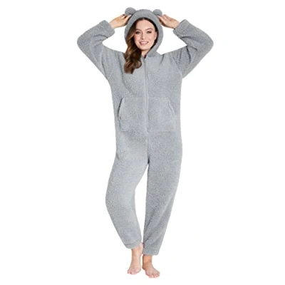 Afbeelding van CityComfort Pyjama voor dames van pluchen fleece, grijs.
