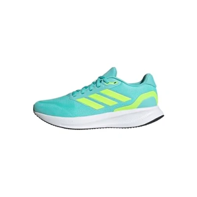 Afbeelding van adidas Runfalcon 5 hardloopschoenen heren, Flash Aqua Lucid Lemon Core Zwart