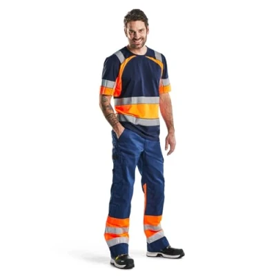 Image de Pantalon haute visibilité marine/orange fluorescent