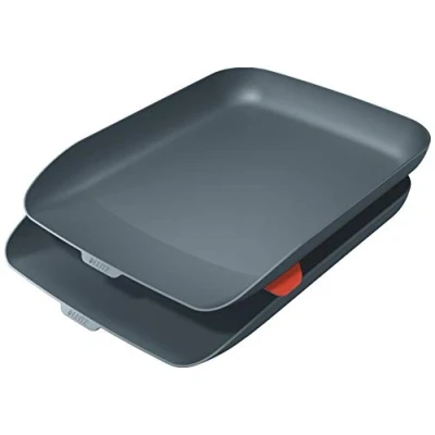 Afbeelding van Leitz Cosy Set Van 2 Brievenbakken Brievenbakjes voor A4 En C4 Formaten Ideaal Thuiskantoor/Thuiswerken Fluweel Grijs