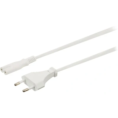 Afbeelding van C7 (recht) CEE 7/16 stroomkabel 2x 0,75mm / wit 0,50 meter
