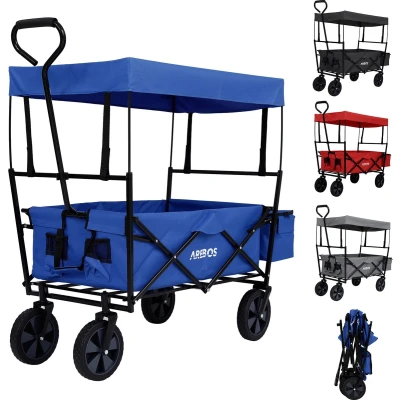Afbeelding van AREBOS ECO Bolderkar Opvouwbare Luchtbanden met Dak Strandkar Blauw