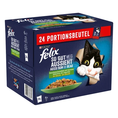 Afbeelding van 24x85g Lekkere Groenten in Gelei Felix Elke Dag Feest Kattenvoer