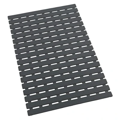 Afbeelding van WENKO Arinos badmat grijs antislip met zuignappen, kunststof, 40 x 63 cm,