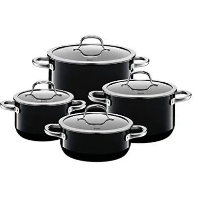 Afbeelding van Silit Passion Pannenset, Potten Met Glazen Deksel, Silargan Functionele Keramiek, Zwart, 58.8 x 33 29.6 cm, 4 Delig