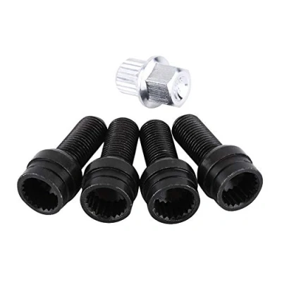 Afbeelding van Keenso 4 stuks M14 x 1,5 mm Black Steel Wheel Bolt &amp; Lock Lug Nut Set met reservesleutel en accessoires