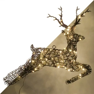 Afbeelding van Kerstfiguur rendier 81 x 61 cm (72 LEDs, Wicker, Tweezijdig)