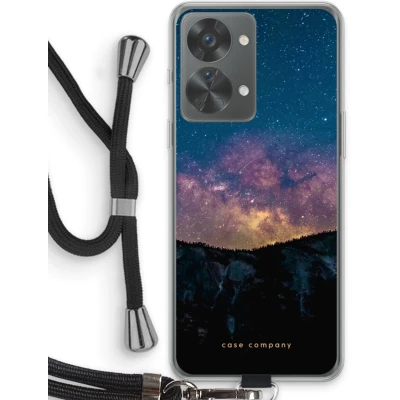 Afbeelding van Case Company® hoesje met Koord geschikt voor OnePlus Nord 2T Travel to space Telefoonhoesje Zwart Bescherming aan alle Kanten en Over de Schermrand