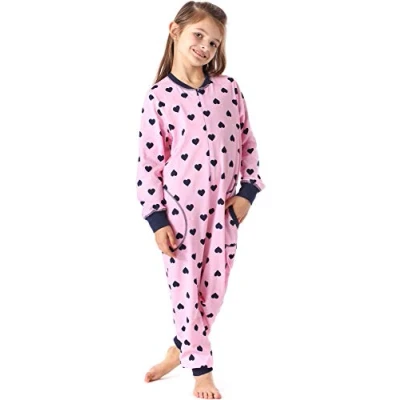 Afbeelding van Merry Style Kinder Pyjama ronde hals lange mouwen broek met zakken Katoen MS MS10 186 PJ Rosa Herzen Marine 134 140