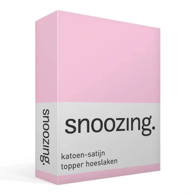 Afbeelding van Snoozing Katoen satijn Topper Hoeslaken Tweepersoons 90x220 cm Roze