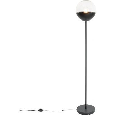 Afbeelding van QAZQA eclipse Retro Vloerlamp Staande Lamp 1 lichts H 143 cm Zwart Woonkamer Slaapkamer Keuken