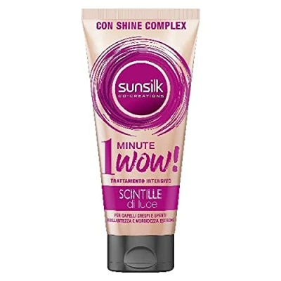 Afbeelding van Sunsilk, Intensieve behandeling, 1 minuut, Wow, crêpe en uitgestoken haarmasker met complex glans, vonklijn, voor glanzend, gehydrateerd zijdeachtig haar, ultrasnelle werking, 180 ml