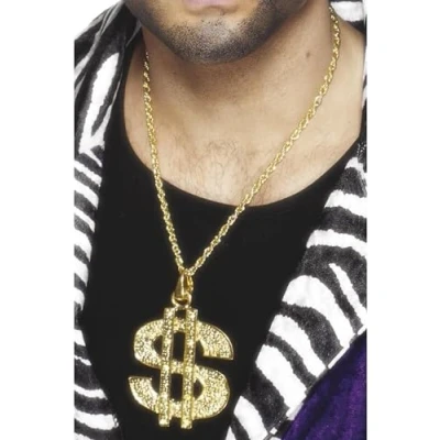 Afbeelding van Smiffys Gouden dollar medaillon met ketting