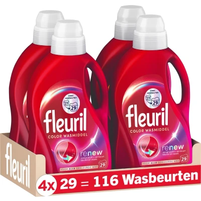 Afbeelding van Fleuril Renew Color Vloeibaar Wasmiddel Voordeelverpakking 4x29 Wasbeurten